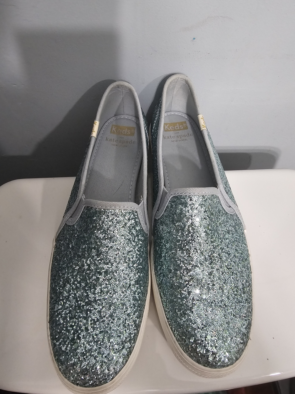 kate spade Glitter Slip-On Sneakers in Tiffany Blue